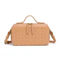 Sac bandoulière mini en cuir tissé classique avec poignée supérieure et double fermeture. - Couleur Thé au Lait