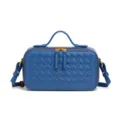 Mini sac à main boîte en cuir tressé bleu avec poignée et bandoulière pour femme. - Bleu de Berlin
