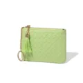 Porte-monnaie mini tisse vert avocat avec pompon et fermeture eclair, elegant petit etui. - B43# vert fenouil / Vert Fenouil