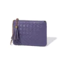 Petit porte-monnaie tressé violet avec fermeture éclair et joli porte-clés à pompon. - B43# violet lavande / Lavande