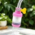 Tap water filter anti-splash nozzle 360 degree rotatable washable filter element home kitchen bathroom gadget - Short PP Cotton Filter Model / Pink