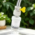 Detailed view of the faucet water filter splash proof head with rotating design for clean water. - Rotating PP Cotton Filter Model / White