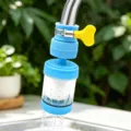 Faucet water filter attachment with 360-degree rotation and replaceable filter element detail - Rotating PP Cotton Filter Model / Blue