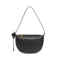 Zwarte geweven schoudertas met een stijlvolle knoop aan de zijkant, elegante tas. - B1944# Zwart