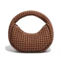 Bolso de mano de cuentas marrones elegante bolso hobo de media luna variante de moda chic - Marrón