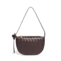 Borsa a tracolla intrecciata da donna, elegante borsa marrone con zip e dettaglio a nodo. - B1944# Viola uva