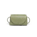 Lichtgroene geweven leren schoudertas chique minimalistische crossbody tas voor de zomer. - B1875# Travertijngroen