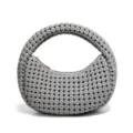 Bolso de mano gris tejido para mujer, elegante bolso de hombro hobo con asa y cremallera. - Gris Ágata
