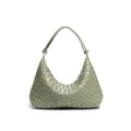 Elegante bolso de hombro tejido en verde salvia para mujer, bolso hobo chic con diseño trenzado. - Verde Travertino
