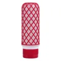 Travel silicone squeeze bottle, red mesh cosmetic lotion container for shampoo and toiletries. - Regular Fit / 90ml / Red