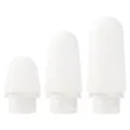 Tragbares Silikon Reiseflaschen Set, durchsichtige Quetschbehaelter fuer Lotion Shampoo. - 60ml / Gummiband-Stil / Blau