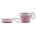 Portable silicone folding telescopic cup with carabiner for outdoor travel and daily use. - 170ml / Pink