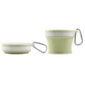 Portable foldable silicone telescopic cup, light green travel tumbler with carabiner clip - 170ml / Light Green