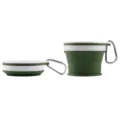Portable collapsible silicone cup in dark green, space-saving travel water tumbler with carabiner. - 170ml / Army Green