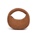 Braune handgemachte gewebte runde Handtasche, Nischen-Design Windmuehle Knoten hohl Strick Tasche. - Karamellbraun