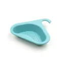 Light blue swan sink drain basket, plastic triangular hanging water filter rack for kitchen use. - Blue