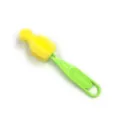 Cepillo de esponja para biberones con mango de color y orificio para colgar la limpieza - Verde