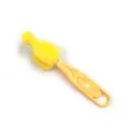 Cepillo de esponja portátil para biberón con mango para limpieza diaria, muy práctico. - Amarillo