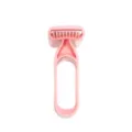 Détail rasoir manuel rose, outil épilation pour femmes avec poignée ronde en plastique. - Rose
