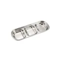 Stainless steel 3-compartment dipping sauce dish detail view metal condiment plate - 3 Compartments / Silver
