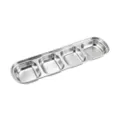 Stainless steel dipping sauce dish, 4-compartment condiment plate for BBQ hot pot. - 4 Compartments / Silver