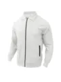 Men's casual waffle knit zip jacket with collar and pocket in solid light grey color. - Size S / White