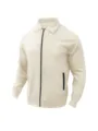 Men's casual waffle knit full zip jacket, solid color slim fit coat with collar and pockets. - Size S / Khaki
