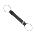 Black luggage strap with elastic loops and adjustable buckle for travel bags and suitcases. - Black