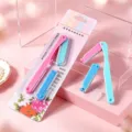 Portable foldable eyebrow razor set with replacement blades for precise facial hair grooming. - Multicolored Foldable Style