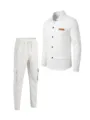 Mens White Waffle Knit Tracksuit Casual Button Down Long Sleeve Shirt and Cargo Pants Set - S / Top And Bottom / White
