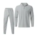 Men's waffle knit tracksuit solid color hoodie long sleeve top and daily casual sweatpants set. - S / Top And Bottom / Gray