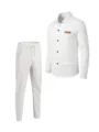 Men casual waffle tracksuit set with long sleeve button cardigan jacket and pants. - Euro Size S: 165-173 cm (5'6"-5'8") / Top And Bottom / White
