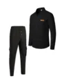 Men Black Waffle Knit Cargo Tracksuit Long Sleeve Button Shirt and Casual Pants Set - S / Top And Bottom / Black
