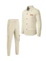 Men's Waffle Knit Casual Two Piece Set Solid Lapel Button Cargo Jacket and Long Pants - S / Top And Bottom / Khaki