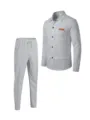 Men's Casual Waffle Knit Two Piece Set Long Sleeve Button Down Shirt and Pants Grey - Euro Size S: 165-173 cm (5'6"-5'8") / Top And Bottom / Gray