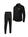 Men's casual waffle knit two piece set long sleeve button jacket and utility pocket pants. - Euro Size S: 165-173 cm (5'6"-5'8") / Top And Bottom / Black