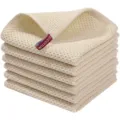 Set di strofinacci da cucina in puro cotone waffle, altamente assorbenti per la pulizia. - 34*34cm / Bianco crema (Set da 6)
