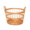 Handgemaakte rieten opbergmand detail, natuurlijk rotan materiaal met twee handgrepen. - Groot 37*29CM
