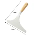 Silicone glass window squeegee with wooden handle for bathroom mirror tile cleaning tool - White