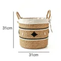Panier de Rangement en Jonc de Mer Fait Main pour Linge avec Doublure et Poignées 31cm - Petit (Avec Doublure) / Noir
