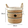 Panier de Rangement en Jonc de Mer avec Doublure 36cm Motif Géométrique Noir et Blanc - Grand (Avec Doublure) / Noir