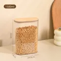 Transparenter Vorratsbehälter 1500 ml mit Holzdeckel für die Küche und Speisekammer. - 1500ml