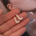 Exquisite letter L micro-pave zirconia earrings, trendy gold fashion jewelry for women daily. - L