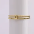 Gold plated double strand beaded bracelet with cute bubble letter D charm for women daily wear. - Letter D