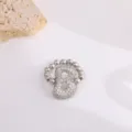 Anillo de letra de circonita plateada moda cobre anillo de cuentas joyería chic - Letra B