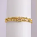 Pulsera de cuentas elegante de doble capa chapada en oro de 18K con circonita letra A - Letra A