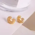 Hermosos pendientes de letra C de circonita dorada Moda joyería regalo estilo elegante chic - Letra C
