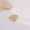 Fashion copper micro-paved zircon letter ring 18K gold plated bead band stylish items - Letter E