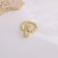Fashion 18K gold plated copper micro-paved zircon panther head ring with beaded band jewelry - Letter F