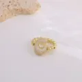 Gold plated letter G ring with cubic zirconia and beads, fashion copper jewelry variant. - Letter G